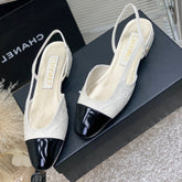 SLINGBACKS 20 WHITE MIX BLACK CALFSKIN